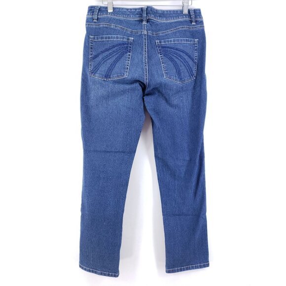 White House Black Market Womens Size 8 Straight Leg Denim Jeans Blue Mid-Rise - Picture 2 of 9